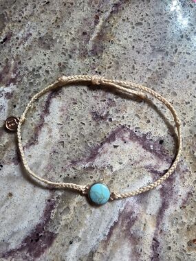 Pura Vida Turquoise Stone Braided Cream Cord Bracelet